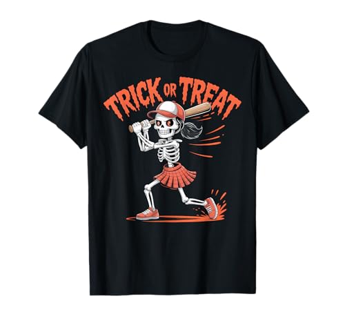 Skelett Mädchen Trick or Treat Baseball Halloween Kostüm T-Shirt Skelett Mädchen Trick or Treat Baseball Halloween Kostüm T-Shirt von Trick or Treat Skeleton Sports Apparel