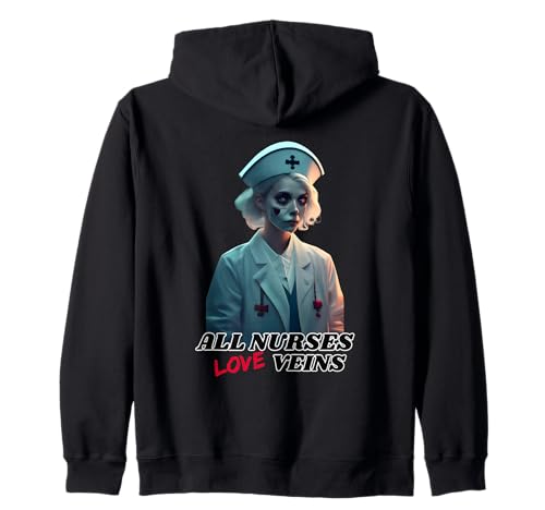 All Nurses Love Veins Nurse Scrubs Halloween-Kostüm für Damen Kapuzenjacke All Nurses Love Veins Nurse Scrubs Halloween-Kostüm für Damen Kapuzenjacke von Trick or Treatment Scary Nurse Halloween Costume