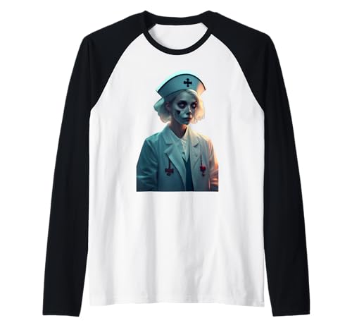 Gruseliges Krankenschwester-Kostüm Halloween Vintage Krankenschwester Scrubs Damen Raglan Gruseliges Krankenschwester-Kostüm Halloween Vintage Krankenschwester Scrubs Damen Raglan von Trick or Treatment Scary Nurse Halloween Costume