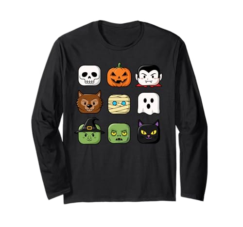 Halloween Bausteinköpfe Jugend Kinder Halloween Langarmshirt Halloween Bausteinköpfe Jugend Kinder Halloween Langarmshirt von Tricks Or Bricks Merch