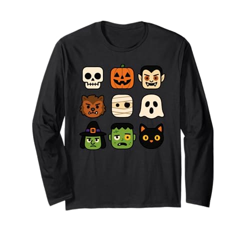 Halloween Bausteinköpfe Jugend Kinder Halloween Langarmshirt Halloween Bausteinköpfe Jugend Kinder Halloween Langarmshirt von Tricks Or Bricks Merch