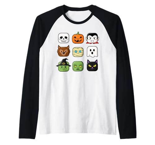 Halloween Bausteinköpfe Jugend Kinder Halloween Raglan Halloween Bausteinköpfe Jugend Kinder Halloween Raglan von Tricks Or Bricks Merch
