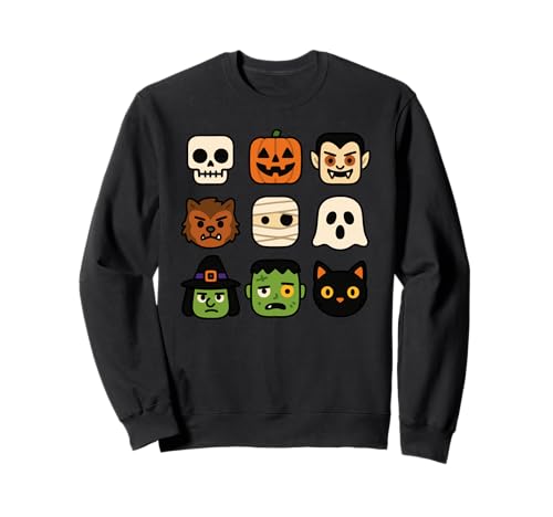 Halloween Bausteinköpfe Jugend Kinder Halloween Sweatshirt Halloween Bausteinköpfe Jugend Kinder Halloween Sweatshirt von Tricks Or Bricks Merch