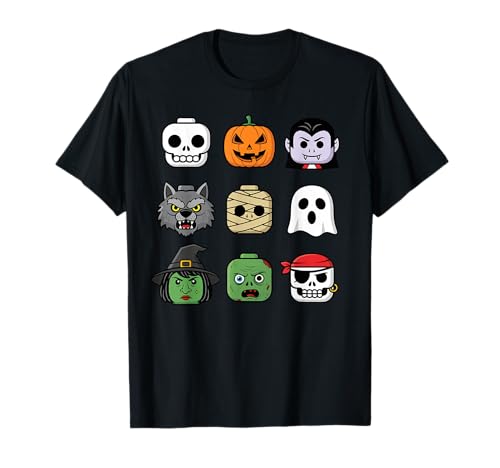 Halloween Bausteinköpfe Jugend Kinder Halloween T-Shirt Halloween Bausteinköpfe Jugend Kinder Halloween T-Shirt von Tricks Or Bricks Merch