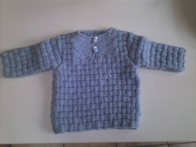 Babyweste, Blauer Pullover Für Jungen, Neugeborenengröße, Handgestrickt, Babyausstattung Originalstich, Wollpullover von TricotDeBinouche