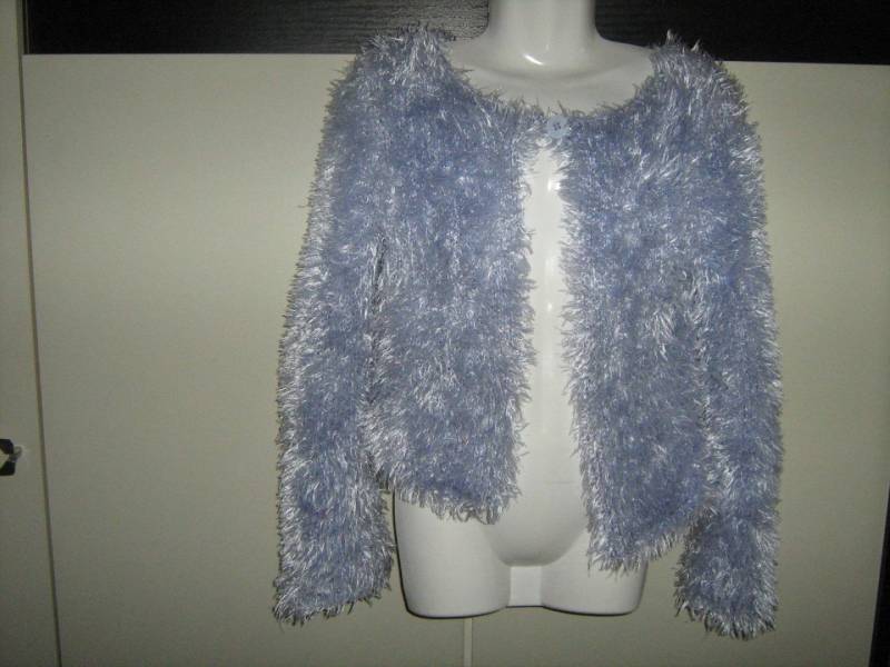 Mädchenweste, Größe 8 Jahre, Glänzender Pullover Aus Haarigem Garn, Polyester, Silbergrau, Rundhalsausschnitt, Für Partys von TricotDeBinouche