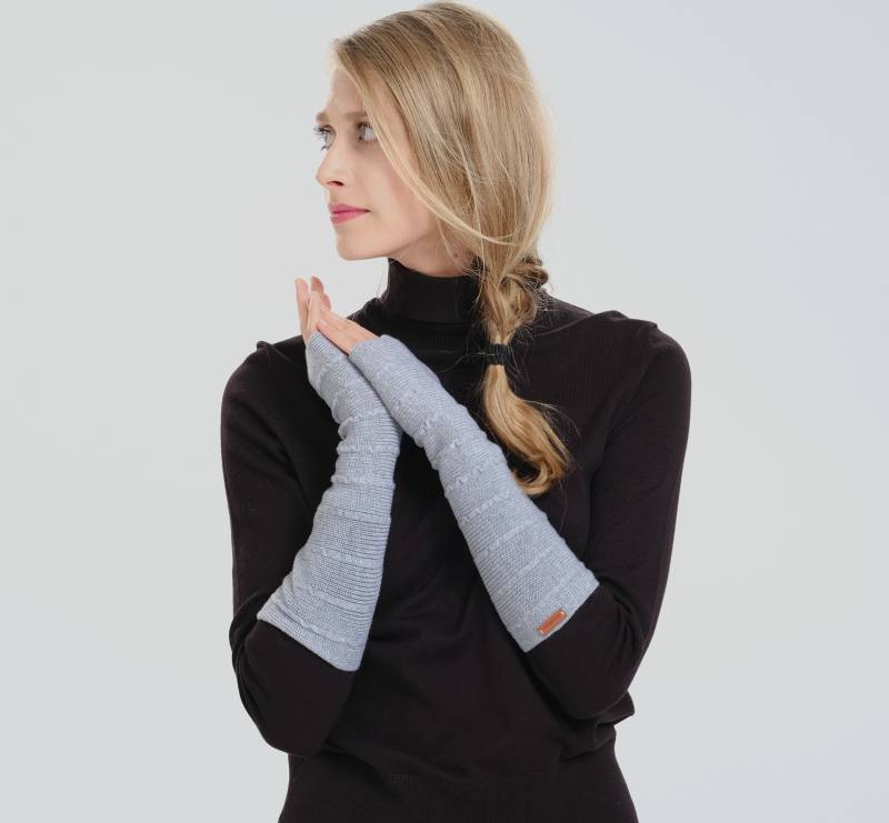 Armstulpen Handschuhe Grau Reine Merino von Tricotruc