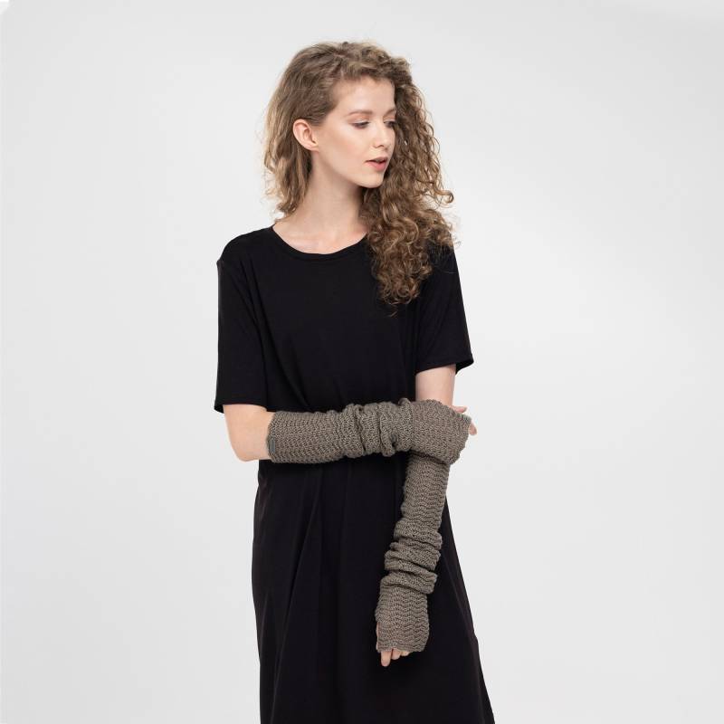 Armstulpen Aus Merinowolle Taupe Braun von Tricotruc