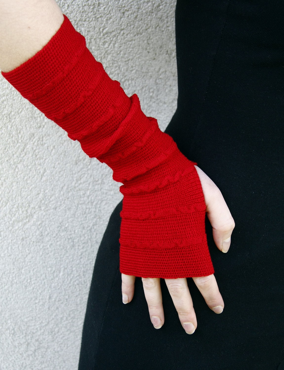 Rote Armstulpen Merino Pulswärmer Fingerlose Handschuhe Mitaines Muttertagsgeschenk von Tricotruc