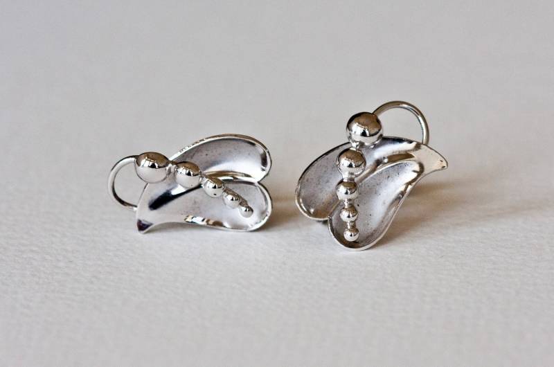 Vintage Carl Art Silber Blatt & Beeren Ohrringe von TridentTrue