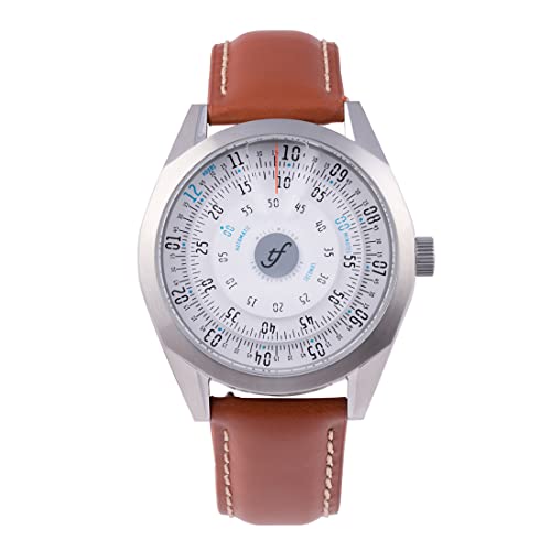 Trifoglio Italia Millimetro Analog Automatik Stahl rotierende Scheiben Weiß Leder Braun Herren Uhr von Trifoglio Italia
