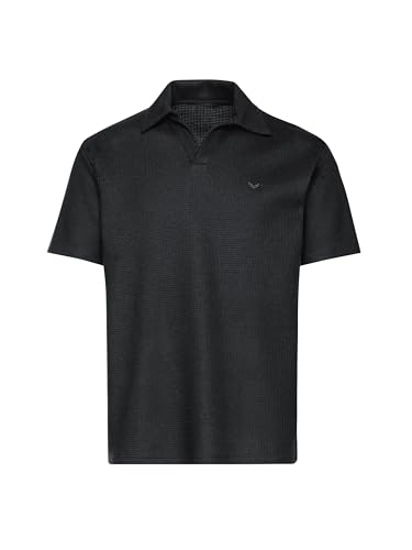 TRIGEMA Oversized Poloshirt ohne Knopfleiste in Waffeloptik von Trigema
