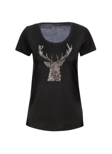 Trigema Damen Hirsch T-Shirt , Schwarz (Schwarz 008), M von Trigema