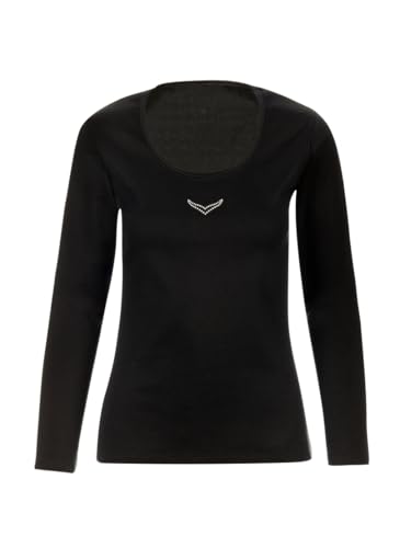 Trigema Damen Langarmshirt mit Swarovski Elements, Einfarbig, Gr. 34 (Herstellergröße: S), schwarz (schwarz 008) von Trigema