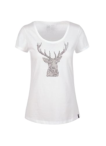 Trigema Damen Hirsch T-Shirt , Weiß (weiss 001), S von Trigema