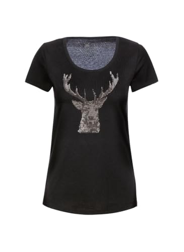 Trigema Damen Hirsch T-Shirt , Schwarz (Schwarz 008), XL von Trigema