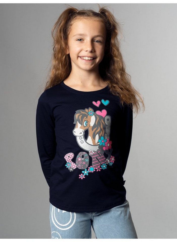 Trigema Longsleeve TRIGEMA Langarmshirt mit süßem Pony-Print (1-tlg) von Trigema