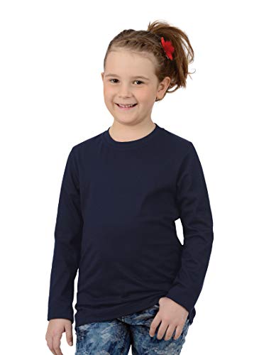 Trigema Mädchen Langarmshirt aus Baumwolle, Navy, 104 von Trigema