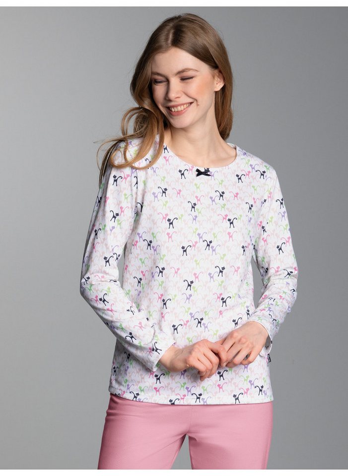 Trigema Schlafanzug TRIGEMA Pyjama-Oberteil mit Allover-Katzen-Print (1 tlg) von Trigema