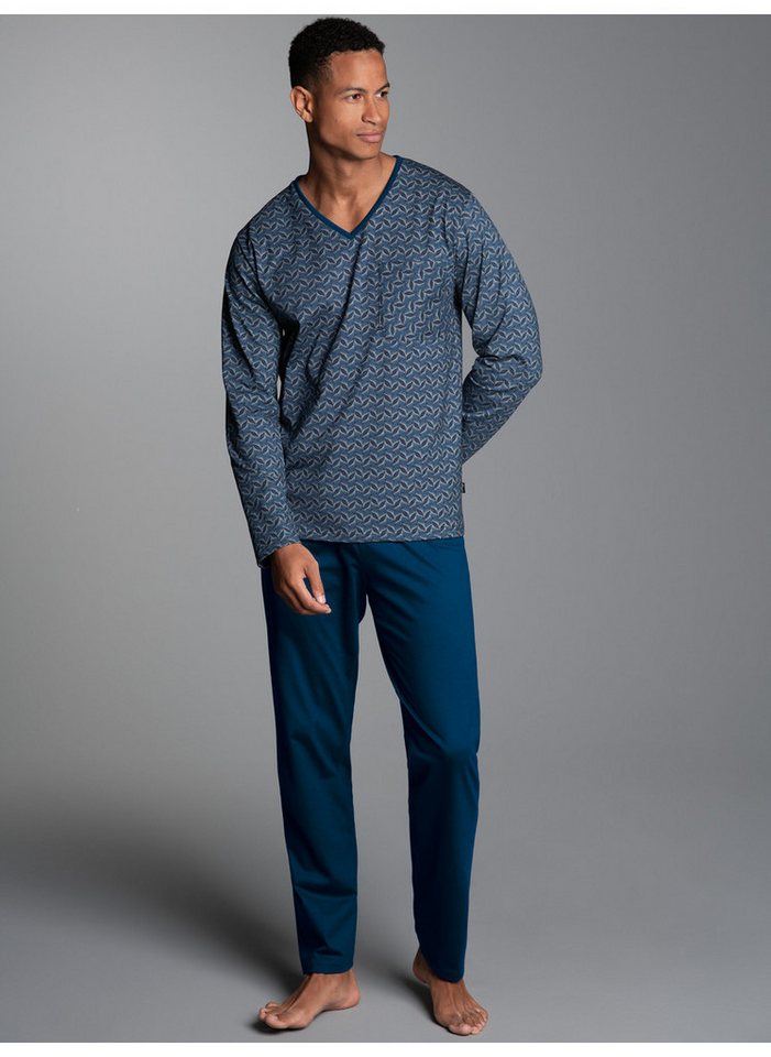 Trigema Schlafanzug TRIGEMA Pyjama mit Allover Blatt-Print (1 tlg) von Trigema