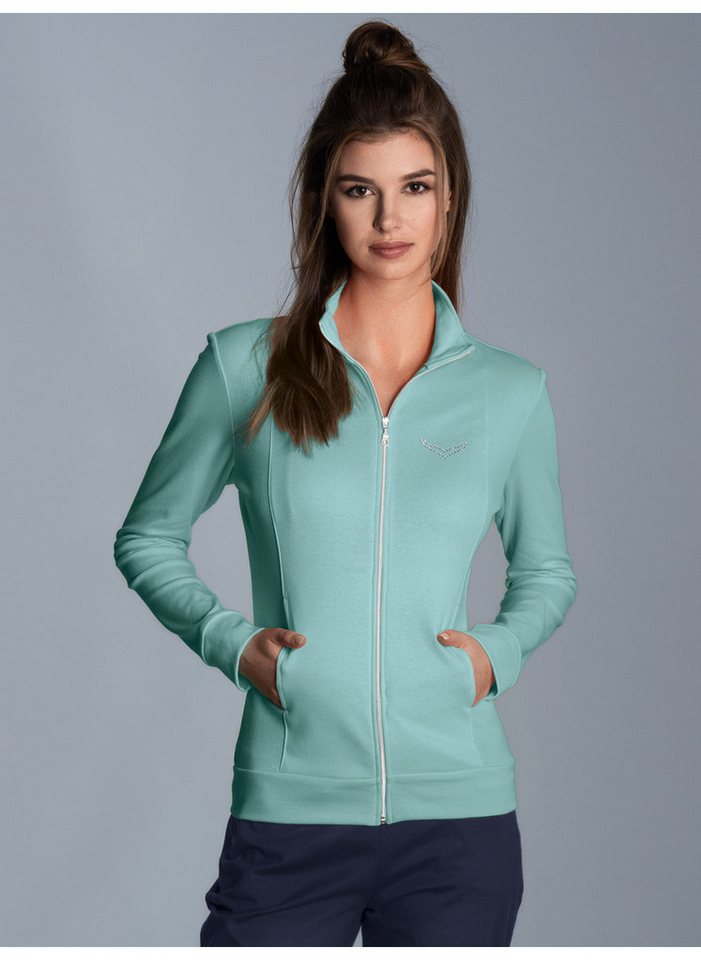 Trigema Sweatjacke TRIGEMA Jacke veredelt mit Kristallsteinen (1-tlg) von Trigema