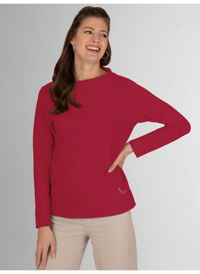 Trigema Sweatshirt TRIGEMA Stehkragen Pullover mit Kristallsteinen von Trigema