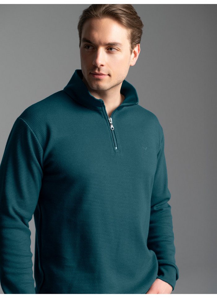 Trigema Sweatshirt TRIGEMA Troyer in Waffeloptik von Trigema