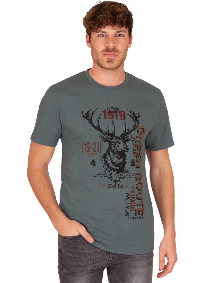 Trigema T-Shirt TRIGEMA T-Shirt in Öko-Qualität mit Hirsch-Motiv (1-tlg) von Trigema