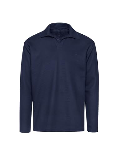 TRIGEMA Langarm Poloshirt ohne Knopfleiste in Waffeloptik von Trigema