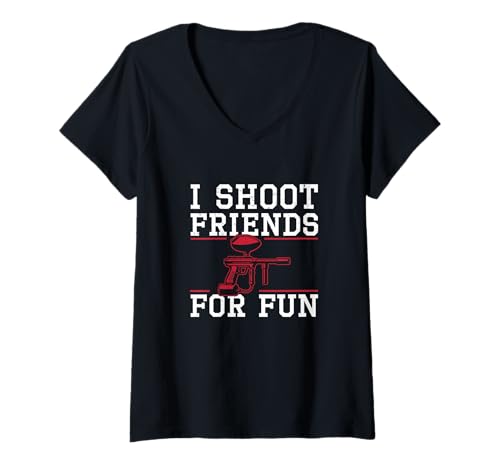 Damen Ich schieße auf Freunde zum Spaß Lustiger Paintballsport EIN Paintballer T-Shirt mit V-Ausschnitt von Trigger Blot Squad