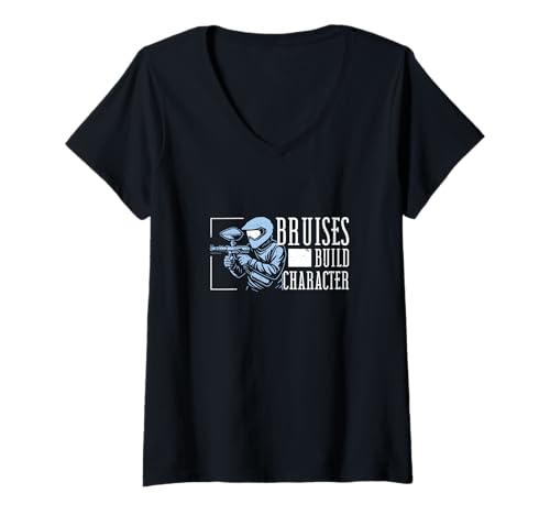 Damen Prellungen Build Character Funny Paintballing Humor Paintballer T-Shirt mit V-Ausschnitt Damen Prellungen Build Character Funny Paintballing Humor Paintballer T-Shirt mit V-Ausschnitt von Trigger Blot Squad
