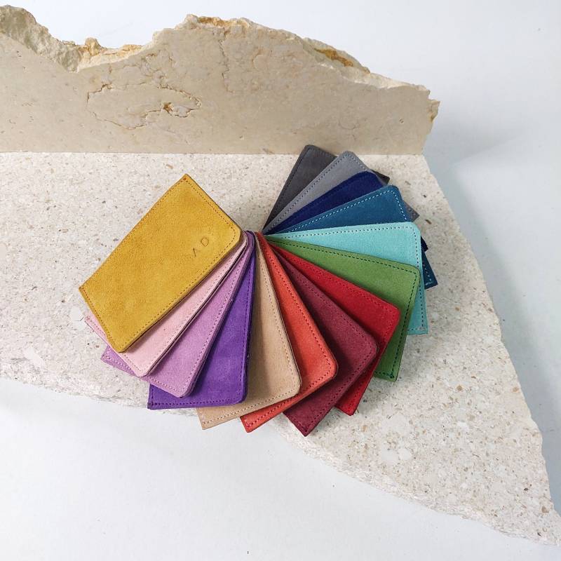 Wildleder Leder Kartenetui Personalisierter Visitenkartenetui von Trigonodesign