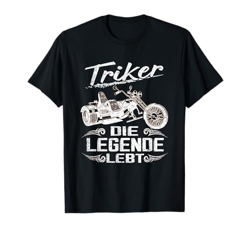 Trike Zubehör Triker Motorrad - Die Legende lebt Trike Fahrer Dreirad Biker Triker T-Shirt für Herren, Schwarz, S, Kurzarm, Crew Neck, Klassische Passform, Polyester 100% Trike Zubehör Triker Motorrad - Die Legende lebt Trike Fahrer Dreirad Biker Triker T-Shirt für Herren, Schwarz, S, Kurzarm, Crew Neck, Klassische Passform, Polyester 100% von Trike Zubehör Triker Motorrad