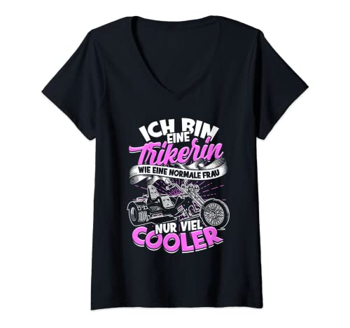 Damen Triker Trikerin Spruch Dreirad Biker Trikes Motorrad Trike T-Shirt mit V-Ausschnitt von Trikerin Triker Geschenke Trike Motorrad Bikerin
