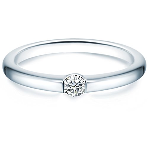 Trilani Damen-Ring/Verlobungsring/Spannring Sterling Silber rhodiniert Zirkonia weiß 60451021 von Trilani