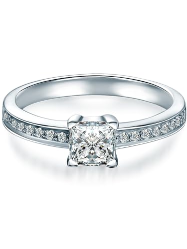 Trilani Damen-Ring Sterling Silber Zirkonia weiß im Brillantschliff - Verlobungsring Silberring Damen mit Stein Antragsring von Trilani