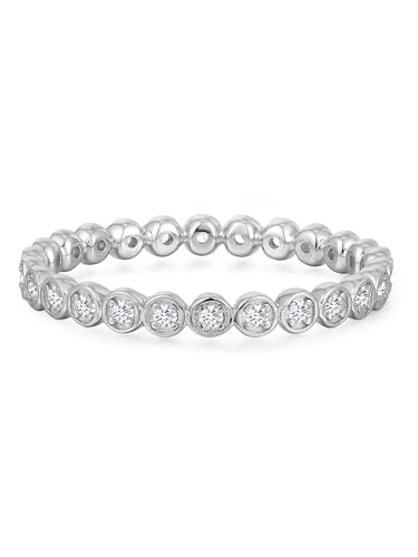 Trilani Damen Ring aus 925/- Sterling Silber rhodiniert mit Zirkonia weiß facettiert Bandring Trilani Damen Ring aus 925/- Sterling Silber rhodiniert mit Zirkonia weiß facettiert Bandring von Trilani