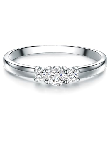 Trilani Damen Solitäring aus 925/- Sterling Silber mit Topas weiß Verlobungsring Antragsring Vorsteckring Ehering von Trilani