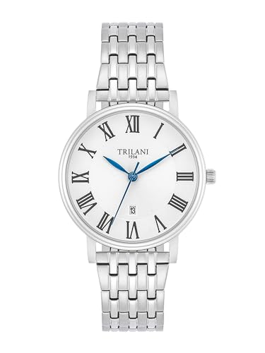 Trilani Damen Uhr analog Quarzwerk mit Edelstahl Armband Silber Gliederarmband 10140001 von Trilani