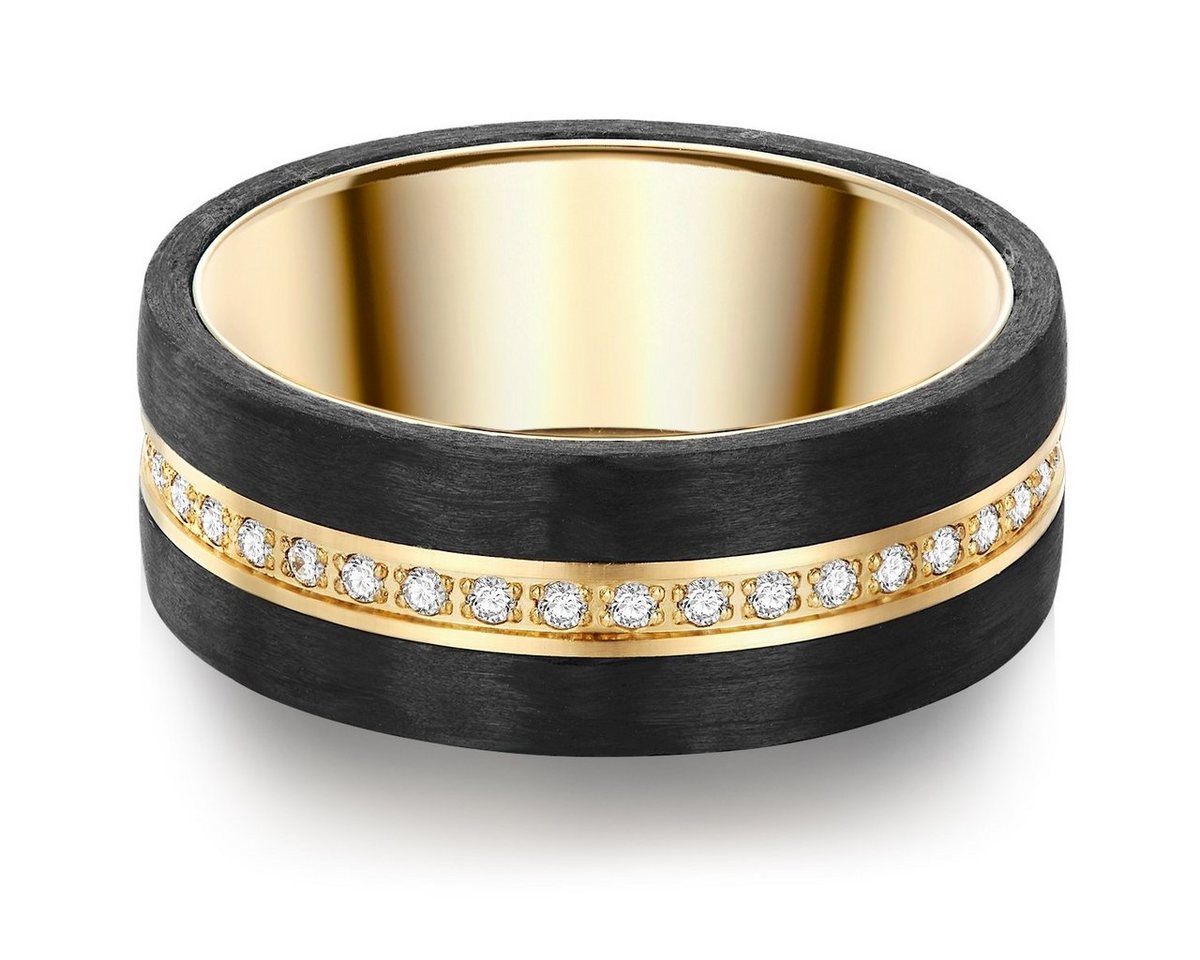 Trilani Fingerring Bandring aus Edelstahlin gelbgold und schwarz, mit Zirkonia von Trilani