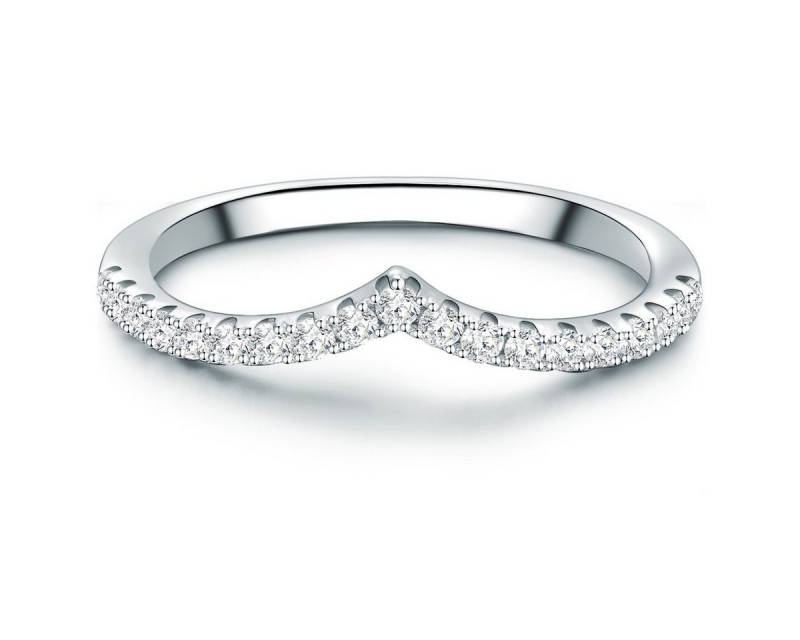 Trilani Silberring Damen-Ring aus 925 Sterling Silber, mit Zirkonia in V-Optik von Trilani