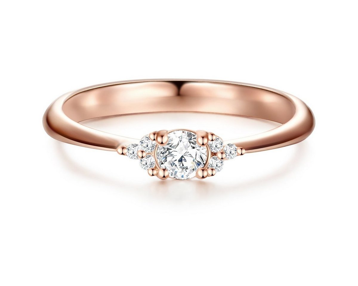 Trilani Silberring Damen-Ring aus Sterling Silber, in rosévergoldet, mit Zirkonia von Trilani