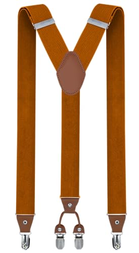 trilece Herren-Hosenträger mit geradem Clip, verstellbar, Y-Rücken, Kostüm, Hochzeit, Abschlussball, Smoking, Kleid, Braun Rost, Standard von Trilece