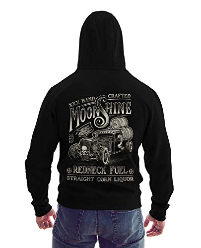 Trillest Gear HOT Rod Moonshine Redneck Fuel - Herren Sweatjacke Zip Hoodie Kapuze Pullover (L) von Trillest Gear