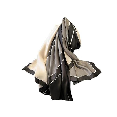 Trillion London® Designer-Seidenschal für Damen, Frühlingskollektion, leichtes Halstuch, Beige / Schwarz, Large von Trillion