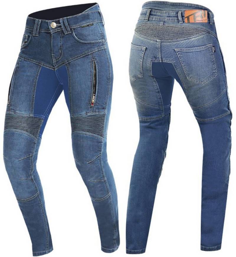 Trilobite Motorradhose Parado Blue Monolayer Slim Damen Motorrad Jeans Knieprotektoren enthalten von Trilobite