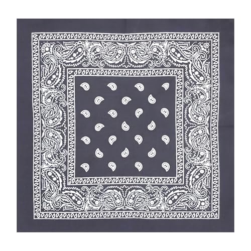 Trimming Shop Baumwolle Unisex Bandana Stirnband Schal Breite Kopf Wrap Multifunktionstuch für Armband Kopfbedeckung Raves Reiten Wandern Radfahren Outdoor-Aktivitäten 54cm, grau, 6 5/8 von Trimming Shop