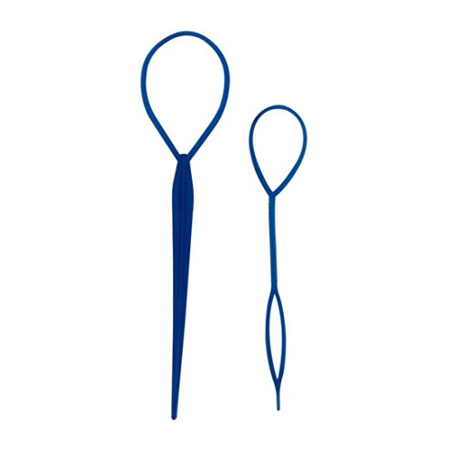 Trimming Shop Haar Flechten Werkzeug, Topsy Tail Pferdeschwanz Maker Französisch Braid Loop Tool, Haarstyling Zubehör für Mädchen und Frauen, langlebiger Pferdeschwanzhalter (2pcs, Blau) von Trimming Shop