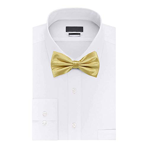 Trimming Shop Herren Fliege Bunt Einfarbig Solid Satin Polyester Verstellbare Vorbinder Stilvolle Fliegen für Freizeit & formelle Kleidung, Hochzeit Party Accessoire, gold, Einheitsgröße von Trimming Shop