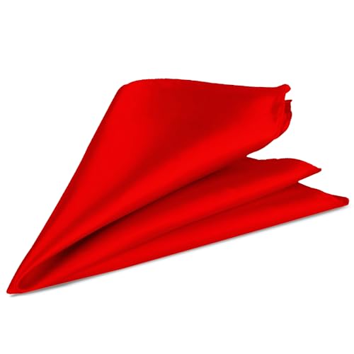 Trimming Shop Italienisch Quadrat Satin Einstecktuch für Formelle Kleidung Hochzeit Ball, Feier Ball Partys - Klassisches Design - Rot, 23cm, 9" (23cm) von Trimming Shop